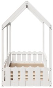 Cama infantil formato casa 80x200 cm pinho maciço branco