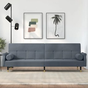vidaXL Sofá-cama com almofadões veludo cinzento-escuro