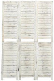 Biombo com 3 painéis 105x165 cm madeira branco antigo
