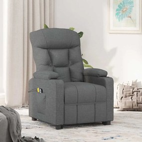 vidaXL Poltrona de massagens elevatória tecido cinzento-escuro