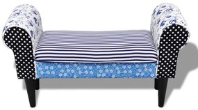 Banco retalhos azul e branco