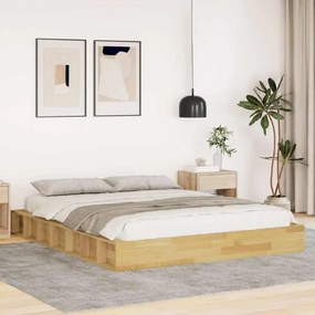Estrutura de cama sem colchão 135x190 cm de madeira de carvalho
