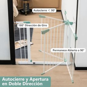 Barreira de segurança para crianças 80-132cm Porta de segurança para bebés com extensões e kits de montagem em escadas Branco