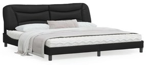 Estrutura cama c/ cabeceira 200x200 cm couro artificial preto