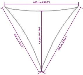 Para-sol vela tecido oxford triangular 6x6x6 m verde-escuro