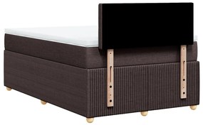 Cama boxspring com colchão 120x190 cm tecido castanho-escuro