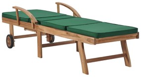 Espreguiçadeiras c/ almofadões 2 pcs madeira teca maciça verde