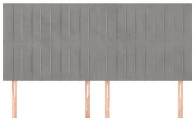Cabeceira de cama 4 pcs veludo 80x5x78/88 cm cinzento-claro