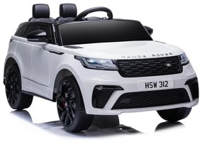 Range Rover Velar Carro elétrico infantil 12v, módulo de música, assento de couro, pneus de borracha EVA Branco