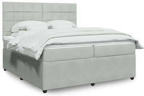Cama com molas/colchão 200x200 cm veludo cinzento-claro