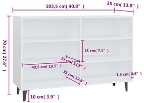 Aparador Lotiv - Cor Branco -  Com 6 Prateleiras - 103,5x35x70 cm - De