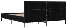 Estrutura de cama 140x200 cm derivados de madeira/metal preto