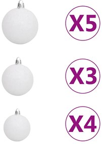 Árvore Natal artificial pré-iluminada c/ bolas branco