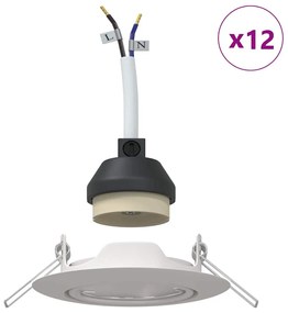 Luminárias Embutidas 12 pcs Redondas GU10 Brancas Ø90 mm Aço
