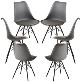 Pack 6 Cadeiras Tilsen Metalizado - Cinza escuro