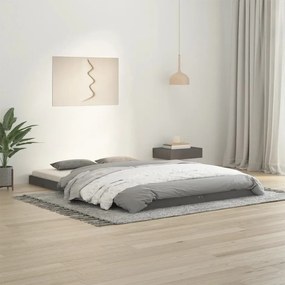 vidaXL Estrutura de cama 140x200 cm madeira de pinho maciça cinzento