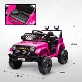 Carro Elétrico para Crianças Carro Elétrico Infantil UTV 12V com Velocidade Ajustável USB e Faróis  95x62,5x65 cm Rosa