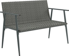 Outsunny Banco de Jardim 2 lugares em Resina Trançada e Aço, com Apoios de Braço, Encostos e Pés Reguláveis, 110x58x78cm, Cinza | Aosom Portugal