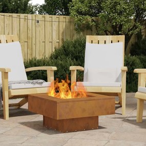 vidaXL Fire Pit Castanho 60 x 60 x 30 cm Aço corten