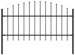144942 vidaXL Cerca de jardim com topo em lanças (1-1,25)x1,7 m aço preto