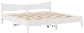 Estrutura de cama c/ gavetas 200x200 cm pinho maciço branco
