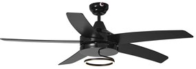 Ventilador de teto preto 132cm incl. LED com controle remoto - Cool Anello