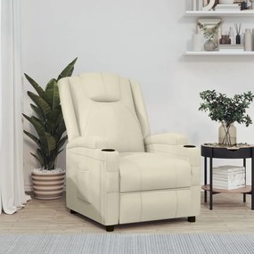 321305 vidaXL Poltrona reclinável couro artificial branco nata