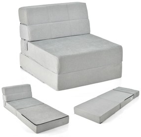 Sofá-cama dobrável 3 em 1 Colchão de espuma de densidade 3 em 1 Cobertura amovível e lavável Cama de hóspedes portátil 190 x 71 x 15 cm Cinzento