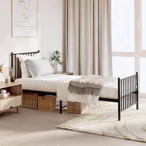 vidaXL Estrutura de cama com cabeceira e pés 80x200 cm metal preto