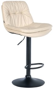 Banco de bar em couro sintético com estrutura preta 92-113 x 46 x 54 cm cor creme