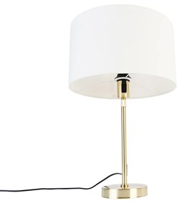 Candeeiro de mesa dourado regulável com abajur branco 35 cm - Parte Design