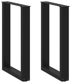 vidaXL Pés de mesa de jantar em forma de U, 2 peças, preto, 50x(72-73) cm, aço