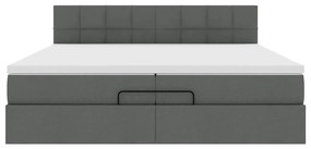 Estrutura de cama otomana com colchão 200x200cm cinzento-escuro