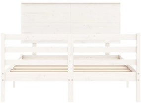 Estrutura de cama com cabeceira 140x200cm madeira maciça branco