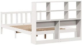 Cama com estante sem colchão 150x200 cm pinho maciço branco