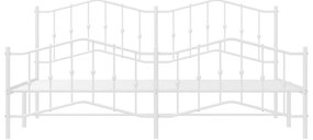 Estrutura de cama com cabeceira e pés 200x200 cm metal branco