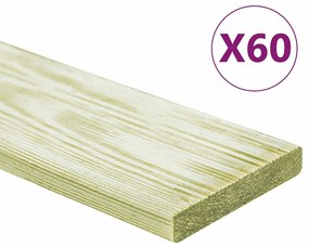 Tábuas de terraço 60 pcs 7,2 m² 1m pinho maciço impregnado