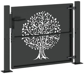 Portão de Jardim Preto 105 x 100 cm Aço com Revestimento em Pó