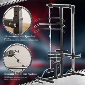 Máquina de Musculação com Polia e Assento Ajustável - HomeGym