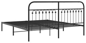 Estrutura de cama com cabeceira 183x213 cm metal preto