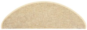 Tapetes escada adesivos aspeto sisal 15pcs 65x21x4 cm bege
