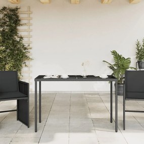 Mesa de jardim com tampo de vidro 115x54x74 cm vime PE preto