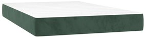 Cama boxspring com colchão 120x200 cm veludo verde-escuro