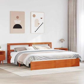 vidaXL Estrutura da Cama com cabeceira Marrom Cera 180 x 200 cm