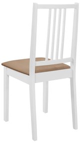 Cadeiras de jantar com almofadões 4 pcs madeira maciça branco