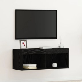 Armário de TV vidaXL com luzes LED Carvalho Preto 80x30x30 cm