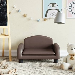 vidaXL Sofá infantil 50x40x30 cm couro artificial castanho
