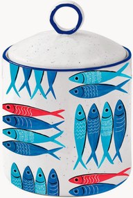 Frascos de arrumação em porcelana Sardine's Party, conjunto de 2