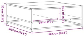 Mesa de centro derivados de madeira e metal carvalho sonoma
