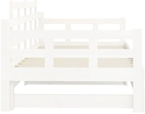 Estrutura sofá-cama de puxar pinho maciço branco 2x(90x190) cm
